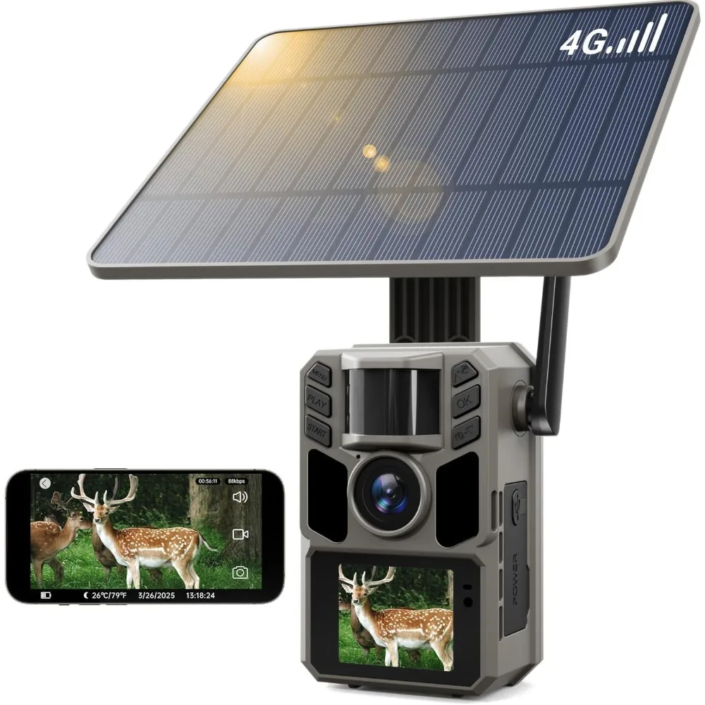 Cellular Trail Camera Solar Powered Built in SIM Card 4G LTE Game Camera with Night Vision 48MP 4K Video 7500mAh Battery for
Cellular Trail Camera Solar Powered Built in SIM Card 4G LTE Game Camera with Night Vision 48MP 4K Video 7500mAh Battery for