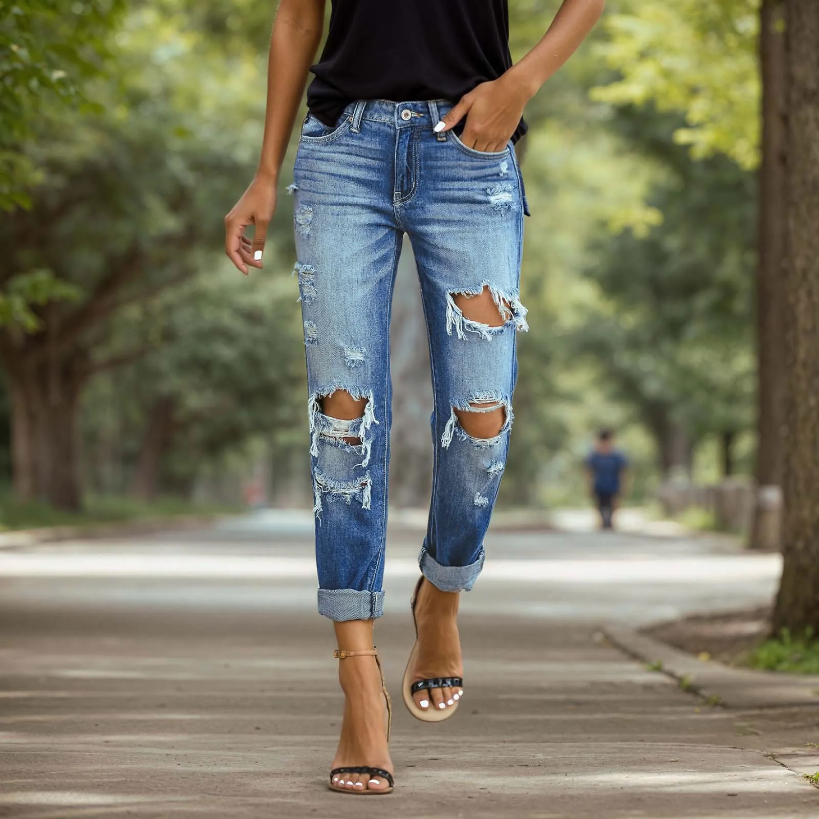 Ripped Holes Women's Stretchy Jeans Comfortable Casual Denim Pants Versatile Vacation Y2k Street Straight Leg Denim Trousers
Ripped Holes Women's Stretchy Jeans Comfortable Casual Denim Pants Versatile Vacation Y2k Street Straight Leg Denim Trousers