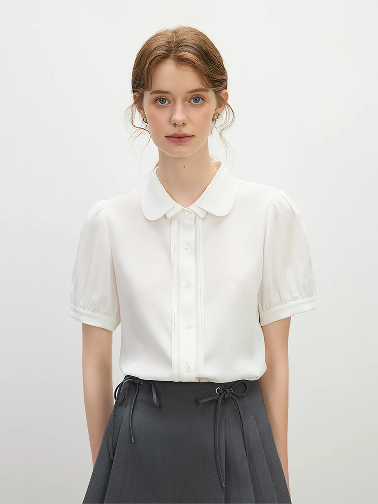 Vivian Women's Commute Short Sleeve White Shirt Double Layer Doll Collar Design Summer New Style Polyester Fiber Straight Cut
Vivian Women's Commute Short Sleeve White Shirt Double Layer Doll Collar Design Summer New Style Polyester Fiber Straight Cut