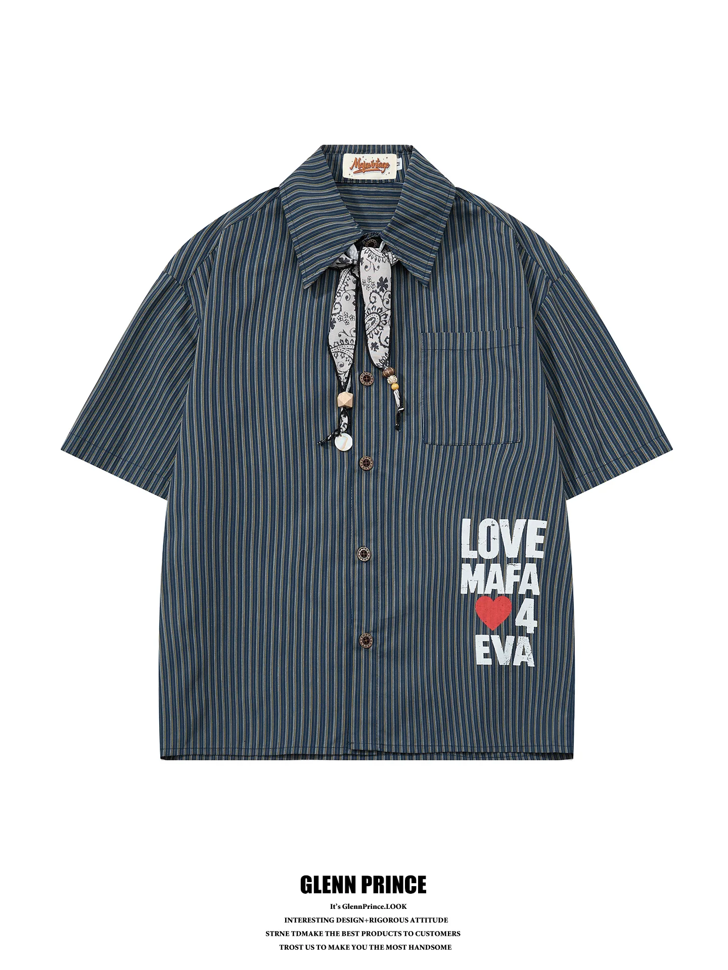 Loose Fit Short Sleeve Men's Shirt with Silk Scarf Retro Beaded Stripe Design Casual Fashion Youthful Breathable Summer Shirt
Loose Fit Short Sleeve Men's Shirt with Silk Scarf Retro Beaded Stripe Design Casual Fashion Youthful Breathable Summer Shirt