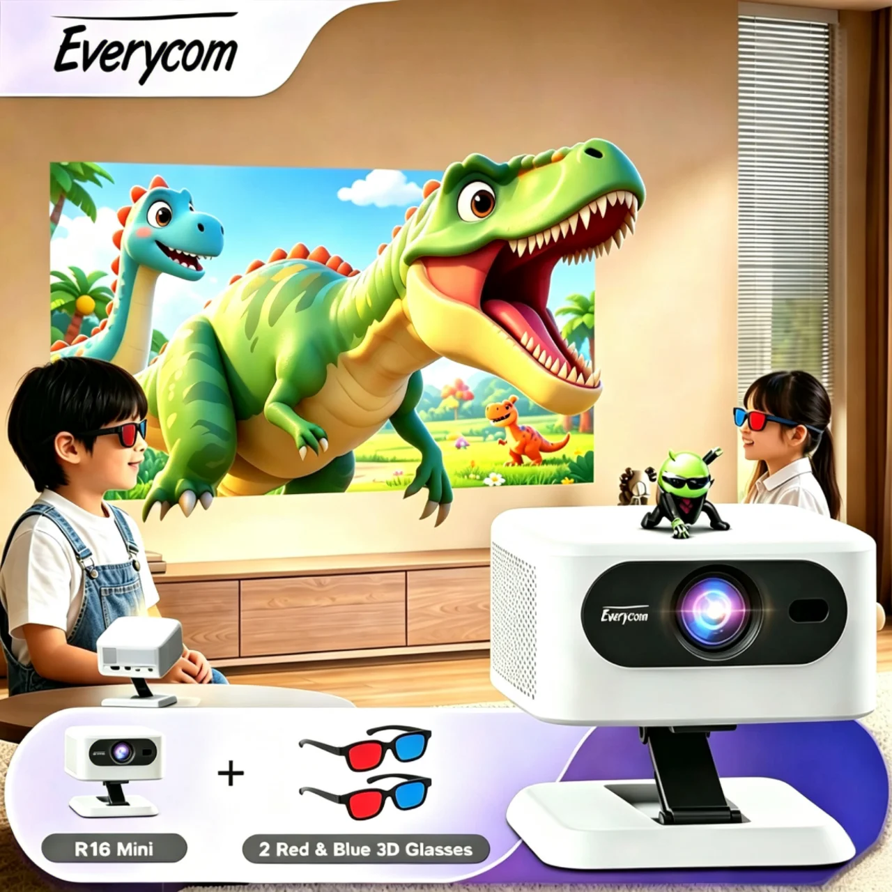 Everycom R16 Mini 14000 Lumens with two red and blue 3D glasses Projector 0.9KG Ultralight Portable Camping Home Cinema Android
Everycom R16 Mini 14000 Lumens with two red and blue 3D glasses Projector 0.9KG Ultralight Portable Camping Home Cinema Android
