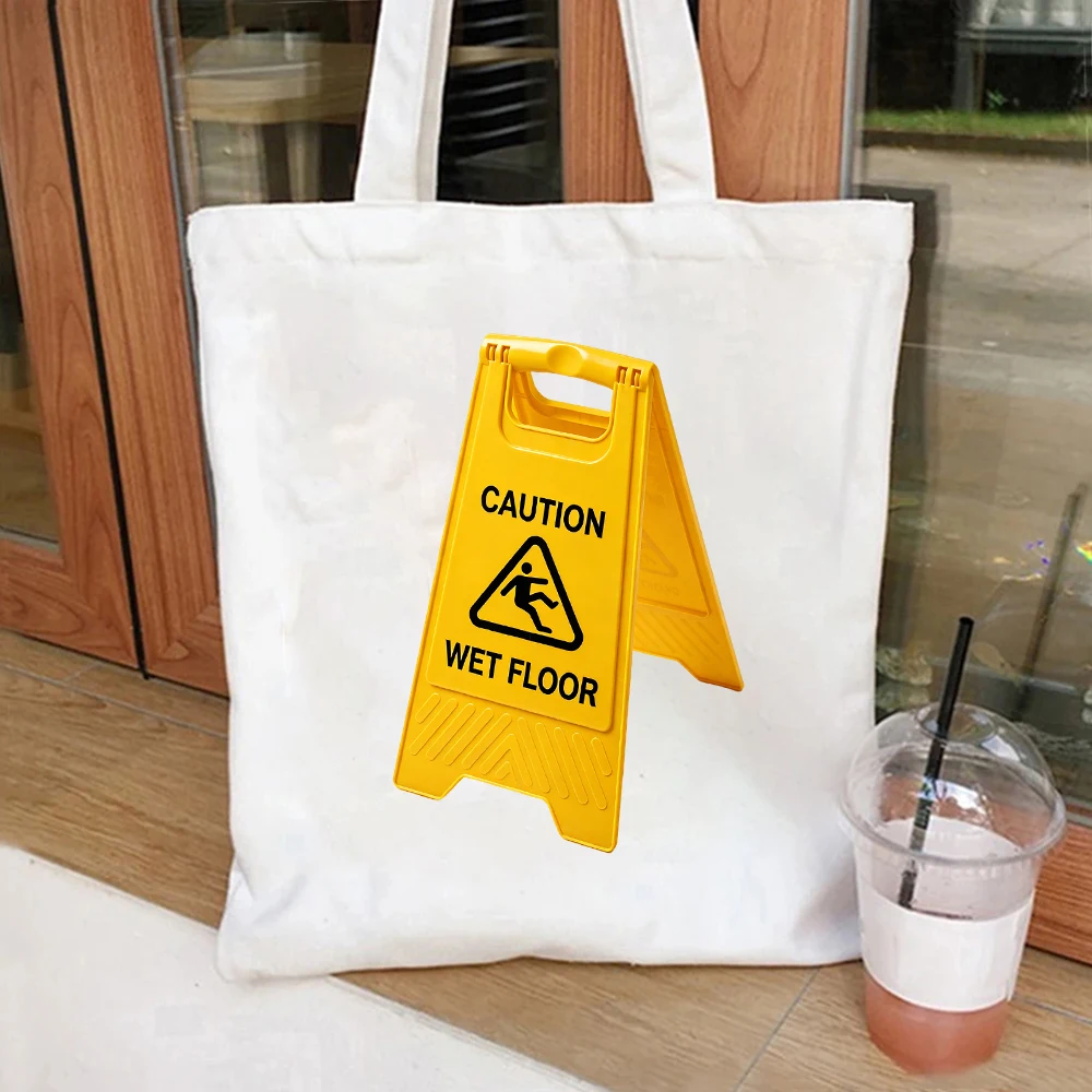 Wet Floor Sign Canvas Tote Bag Funny Meme Shoulder Bag
Wet Floor Sign Canvas Tote Bag Funny Meme Shoulder Bag