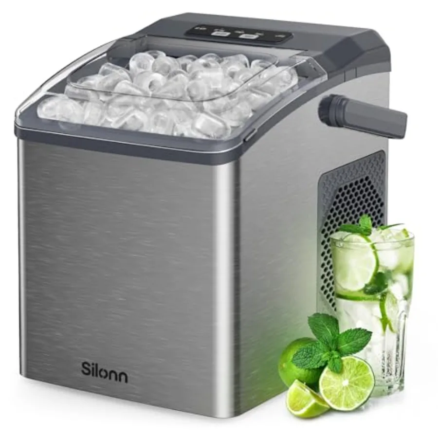 Stainless Steel Countertop Ice Maker 26 lbs/Day Fast Ice Production in 6 Mins Self-Cleaning Compact Ice Machine for Home Kitche
Stainless Steel Countertop Ice Maker 26 lbs/Day Fast Ice Production in 6 Mins Self-Cleaning Compact Ice Machine for Home Kitche