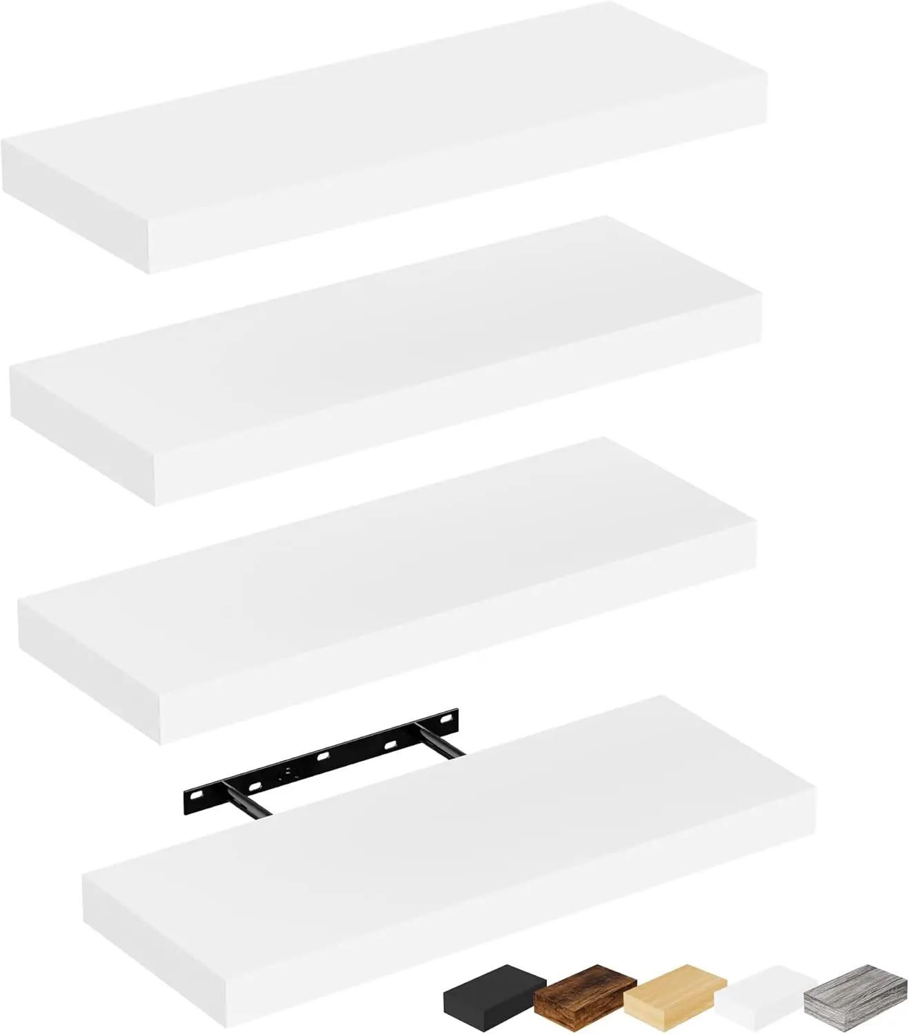 White Floating Shelves Set of 4, Engineered Wood Wall Mounted Storage for Kitchen Living Room Bedroom Bathroom Decor
White Floating Shelves Set of 4, Engineered Wood Wall Mounted Storage for Kitchen Living Room Bedroom Bathroom Decor