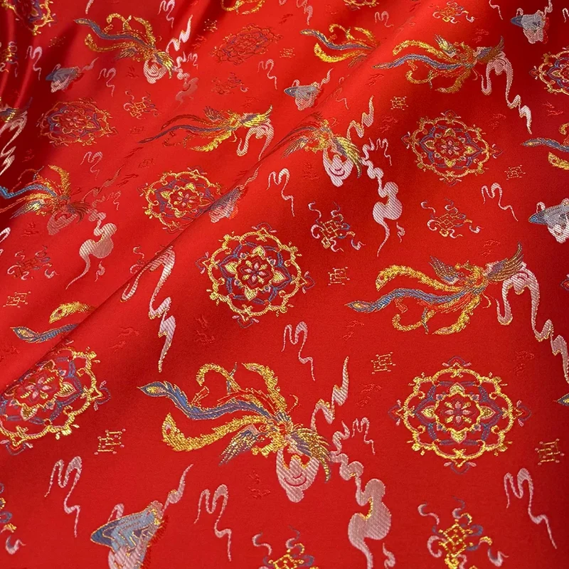 Red Gold Thread Phoenix Mountain Peony Brocade Fabric Chinese Style Dress Hanfu Qipao Material Handmade Clothing Sewing Craft
Red Gold Thread Phoenix Mountain Peony Brocade Fabric Chinese Style Dress Hanfu Qipao Material Handmade Clothing Sewing Craft