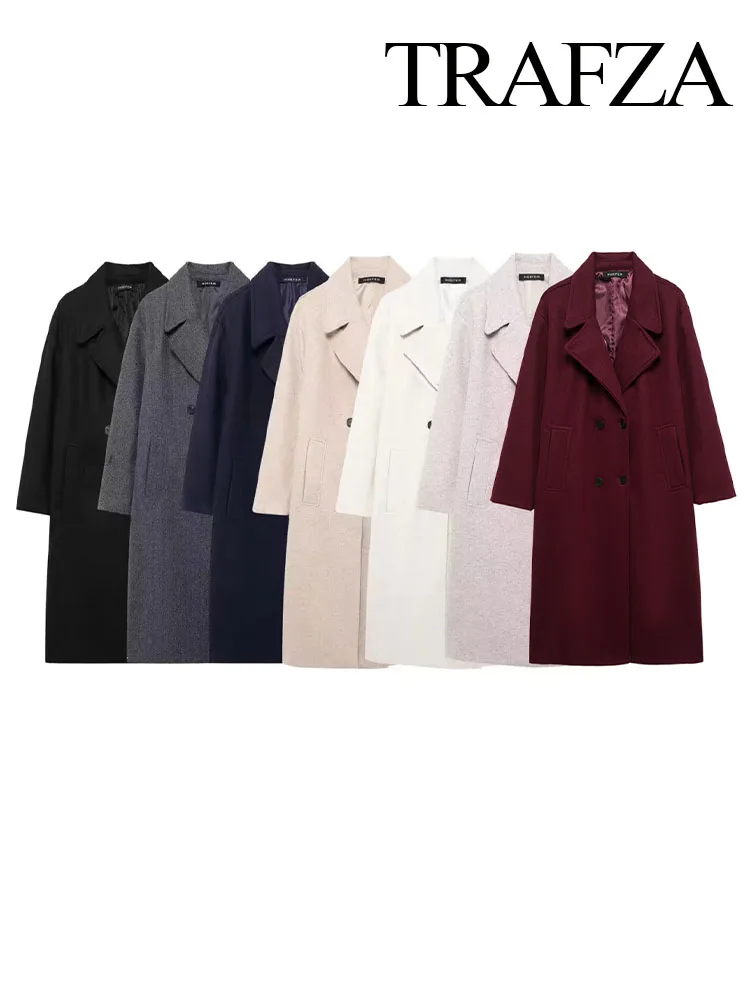 TRAFZA Women Chic Solid Color Long Sleeve Lapel Pocket Double Breasted Decorate Coat Jacket 2024 Woman Loose Warm Overcoats
TRAFZA Women Chic Solid Color Long Sleeve Lapel Pocket Double Breasted Decorate Coat Jacket 2024 Woman Loose Warm Overcoats