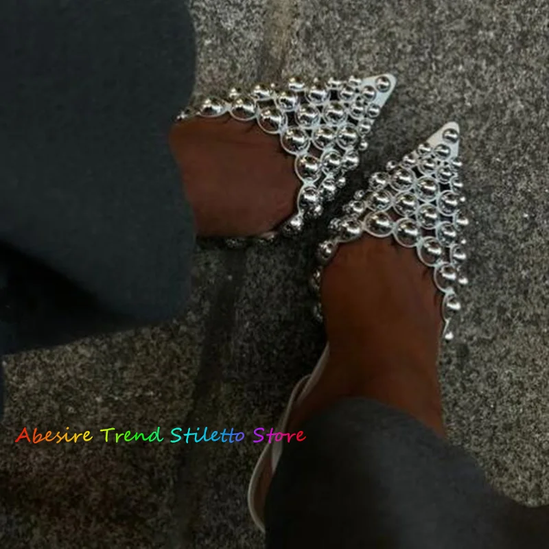 Handmade Nail Bead Pointed Toe Stiletto Heel Pumps Women Sexy Hollowed Out Slingback Buckle Strap Shalow High Heel Sandals
Handmade Nail Bead Pointed Toe Stiletto Heel Pumps Women Sexy Hollowed Out Slingback Buckle Strap Shalow High Heel Sandals