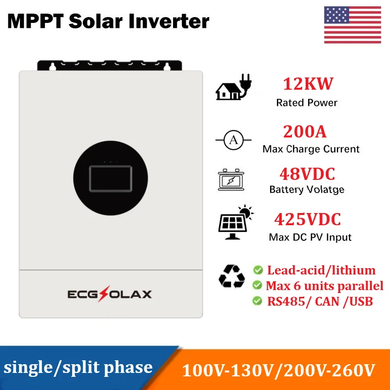 PowMr 12KW Single-phase/Split-phase Inverter 48V 110V/220V Hybrid Solar Inverter Parallel With 200A MPPT Solar Controller PV500V
PowMr 12KW Single-phase/Split-phase Inverter 48V 110V/220V Hybrid Solar Inverter Parallel With 200A MPPT Solar Controller PV500V