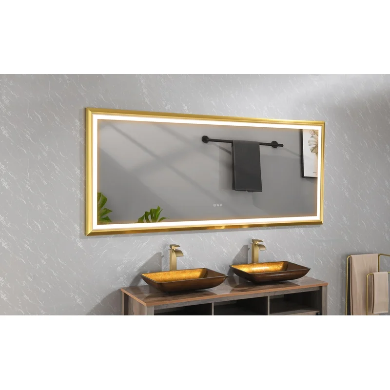 84" LED Bathroom Mirror with Aluminum Frame, Wall-Mounted Vanity Mirror, Anti-Fog, Memory, 3 Color Temperatures, Stepless Dimmable
84" LED Bathroom Mirror with Aluminum Frame, Wall-Mounted Vanity Mirror, Anti-Fog, Memory, 3 Color Temperatures, Stepless Dimmable