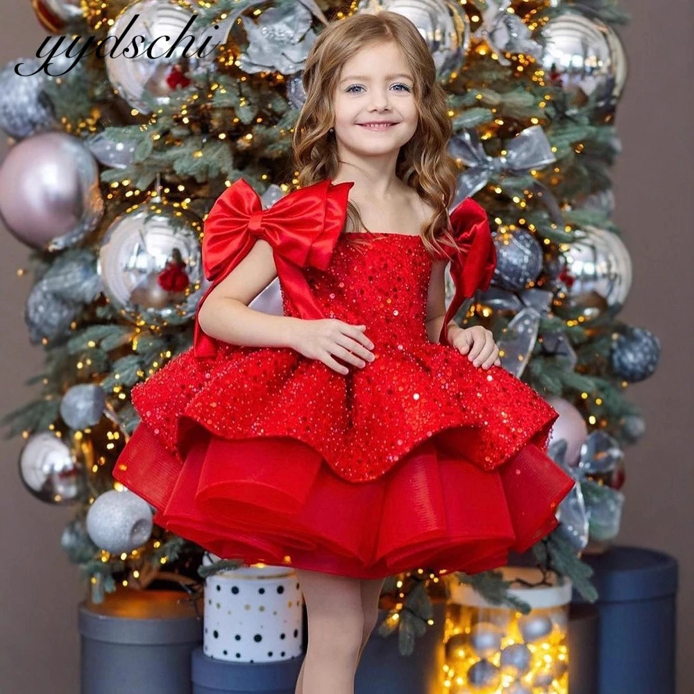 Customized Baby Girls First Communion Dresses Bow Tiered Flower Girls Pageant Dress Sequined 2026 Tulle Birthday Party Gown
Customized Baby Girls First Communion Dresses Bow Tiered Flower Girls Pageant Dress Sequined 2026 Tulle Birthday Party Gown