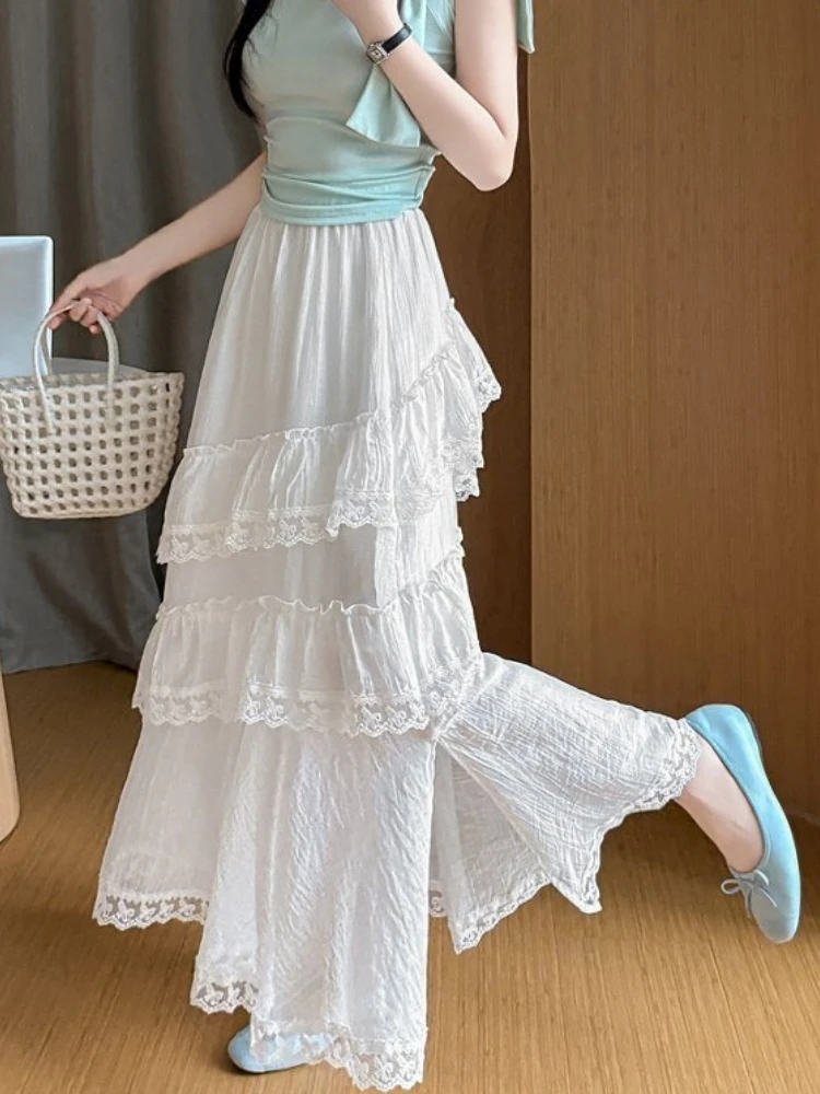 Qiukichonson Slit Long Skirt Womens Chiffon Skirt 2026 Summer Korean Lolita High Waist High Low Ruffle Lace Pleated Skirt White
Qiukichonson Slit Long Skirt Womens Chiffon Skirt 2026 Summer Korean Lolita High Waist High Low Ruffle Lace Pleated Skirt White