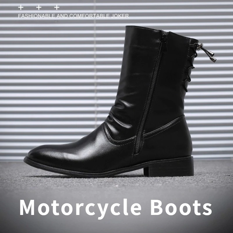 Men's Shoes Fashion Leather Boots High Quality Black High Top Motorcycle Boots Designer Shoes for Men Punk Rock Mid-calf Boots
Men's Shoes Fashion Leather Boots High Quality Black High Top Motorcycle Boots Designer Shoes for Men Punk Rock Mid-calf Boots
