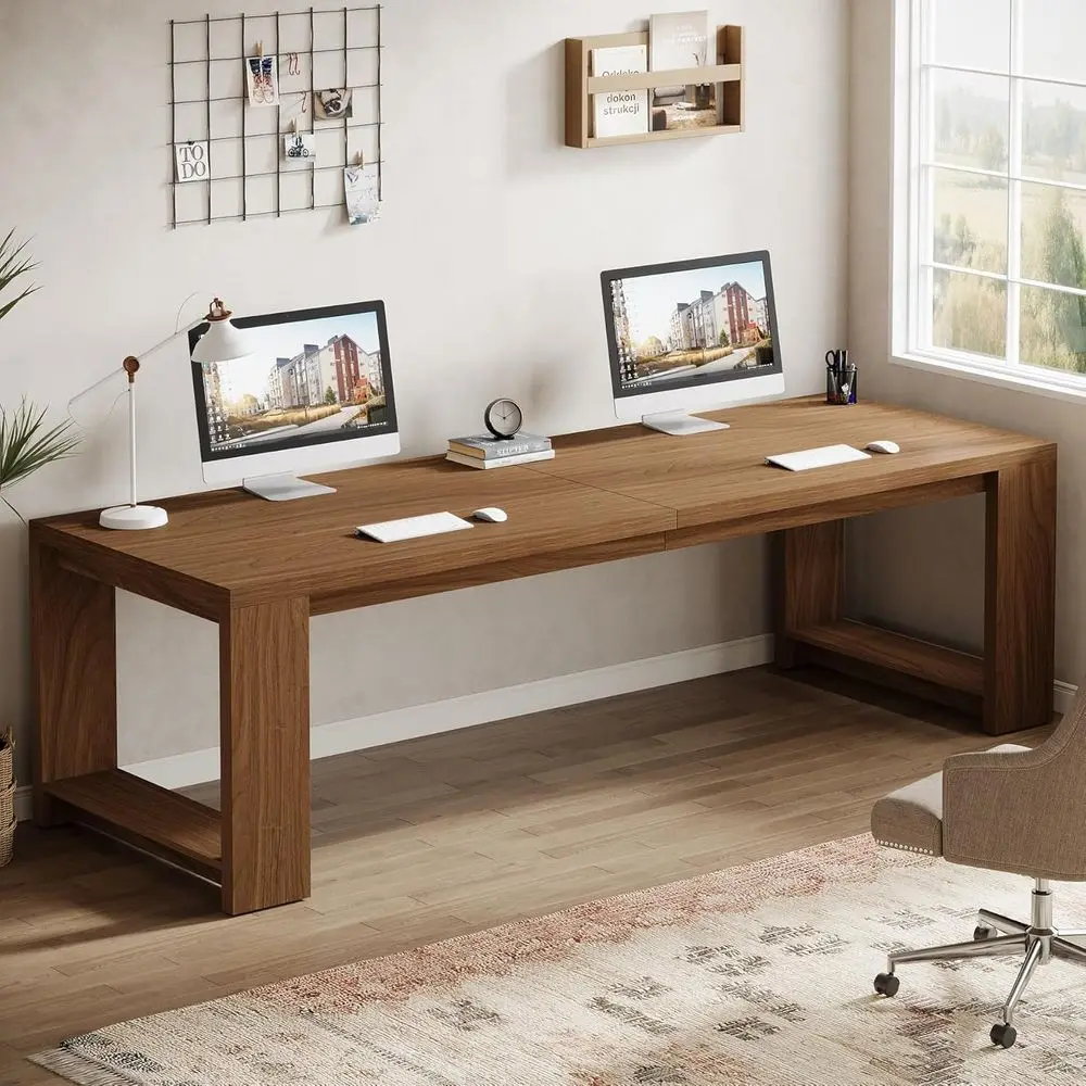 Two Person Desk, 86.6-Inch Extra Long Desk, Double Computer Writing Table, Wood Large Desks Workstation or Home Oice, Walnut
Two Person Desk, 86.6-Inch Extra Long Desk, Double Computer Writing Table, Wood Large Desks Workstation or Home Oice, Walnut