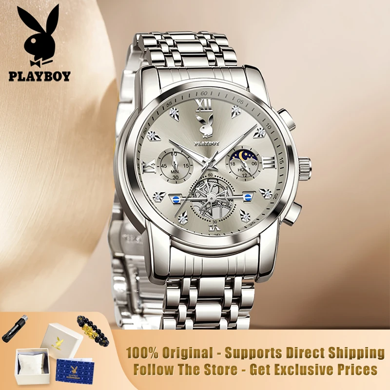 PLAYBOY 3139 Brand original authentic watches for man luxury Solid steel belt multifunctional fake hollow quartz men's watch
PLAYBOY 3139 Brand original authentic watches for man luxury Solid steel belt multifunctional fake hollow quartz men's watch