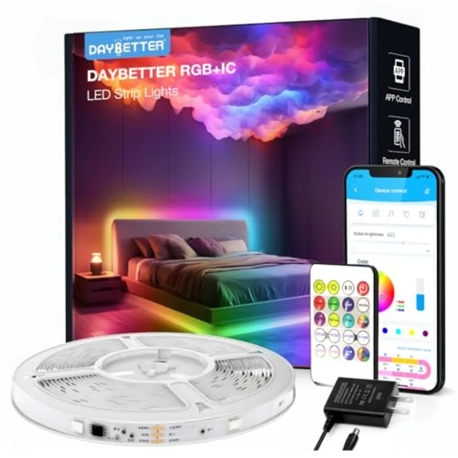Smart IC LED Strip Lights, LED Lights for Bedroom, DIY Multiple Colors on One Line, App Control Color Changing Strip Lighting M
Smart IC LED Strip Lights, LED Lights for Bedroom, DIY Multiple Colors on One Line, App Control Color Changing Strip Lighting M