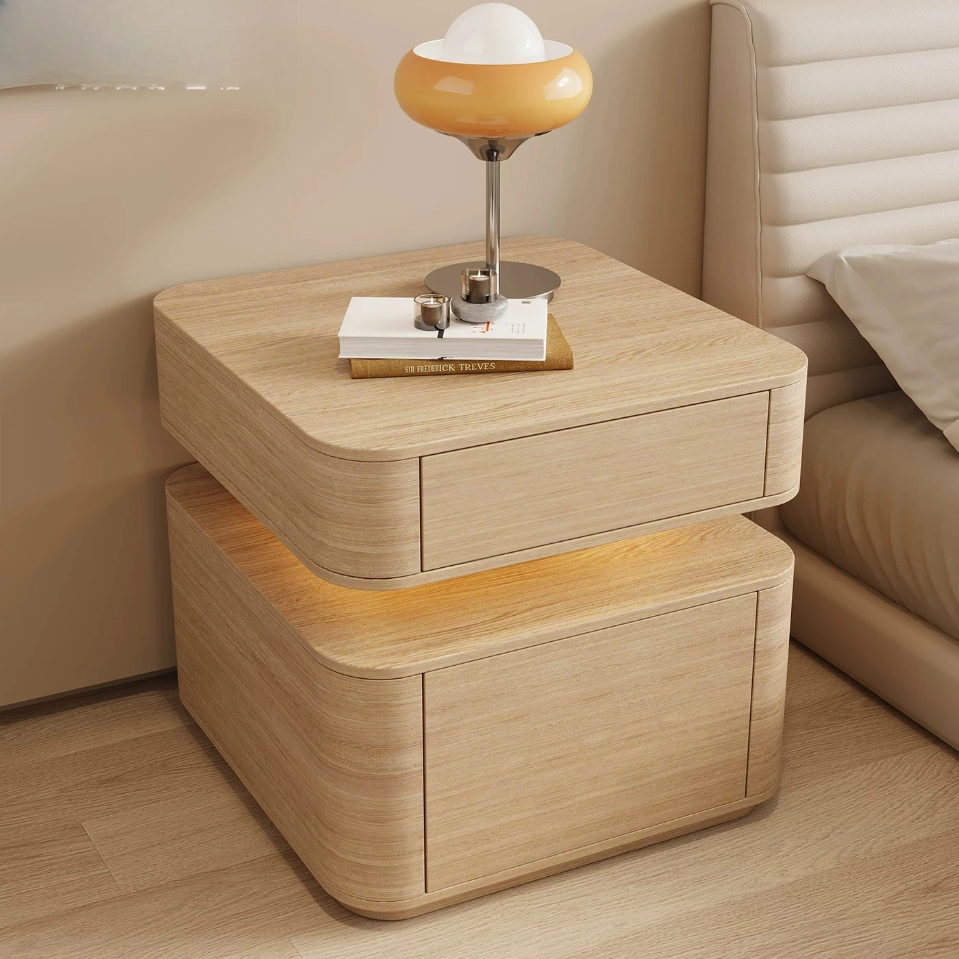 PYH cream style simple light luxury all solid wood saddle leather fully equipped bedroom storage bedside table
PYH cream style simple light luxury all solid wood saddle leather fully equipped bedroom storage bedside table