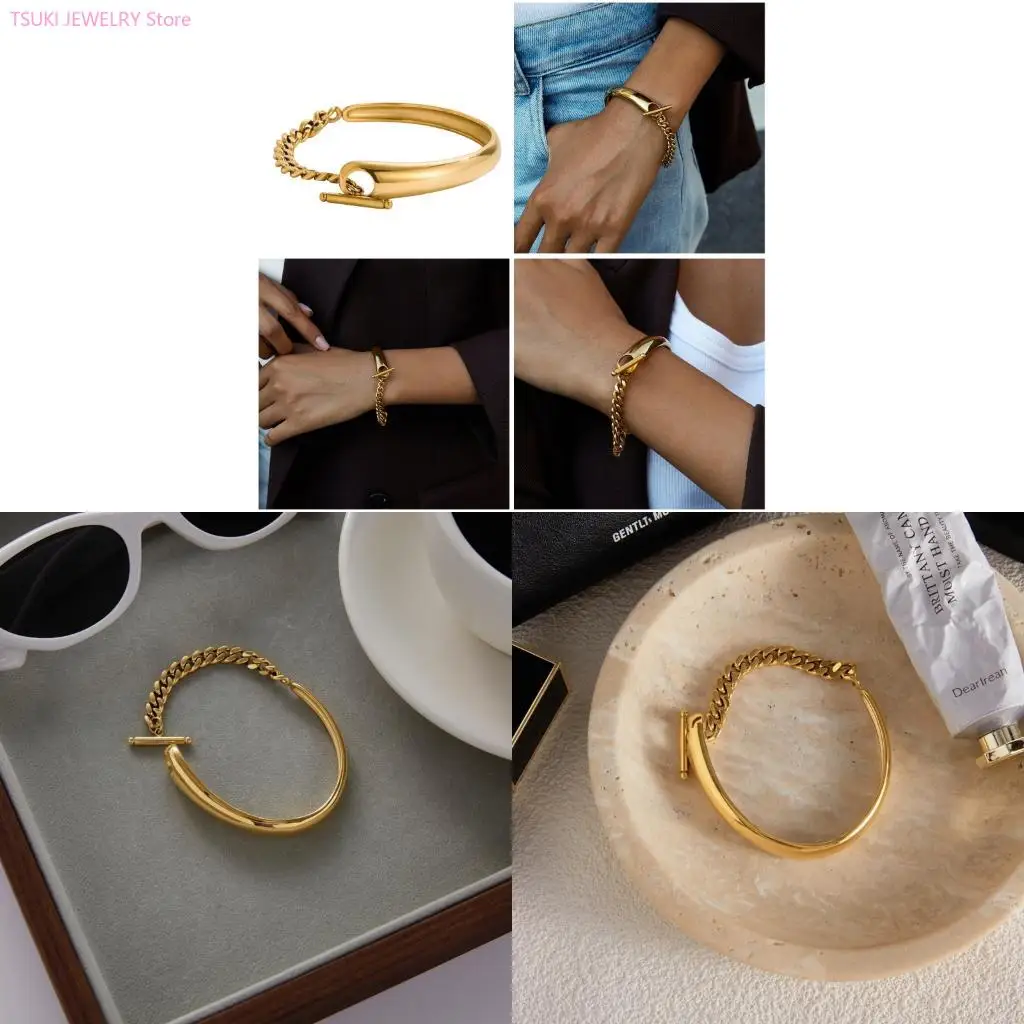 62KE Artful Contrasting Links Bracelet Quick Release OT Closure Lightweight Wrist Bangle Metal Jewelry Perfect Gift
62KE Artful Contrasting Links Bracelet Quick Release OT Closure Lightweight Wrist Bangle Metal Jewelry Perfect Gift