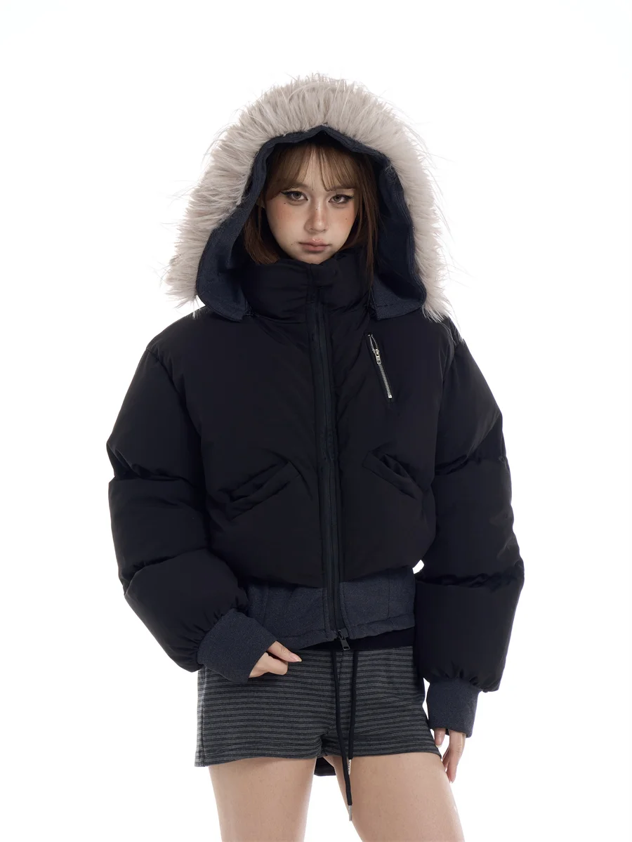 Street Style Women's Short Cotton Jacket Hooded Thickened Fur Collar Coat Loose Fit Winter Warm Outerwear Tagkita Brand
Street Style Women's Short Cotton Jacket Hooded Thickened Fur Collar Coat Loose Fit Winter Warm Outerwear Tagkita Brand