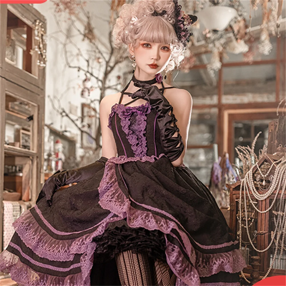 Spring Girls Elegant Purple Rose Flower Embroidery High Waist Lolita Dress Sweet Woman Ruffle Princess Vestidos Cos Lolita Jsk
Spring Girls Elegant Purple Rose Flower Embroidery High Waist Lolita Dress Sweet Woman Ruffle Princess Vestidos Cos Lolita Jsk