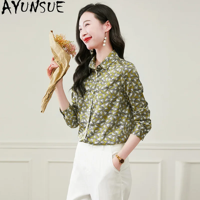 AYUNSUE 90% Silk Women's Blouses French Retro Long Sleeve Tops for Woman Printed Commuting Shirt Spring Woman Clothing 2026 블라우스
AYUNSUE 90% Silk Women's Blouses French Retro Long Sleeve Tops for Woman Printed Commuting Shirt Spring Woman Clothing 2026 블라우스