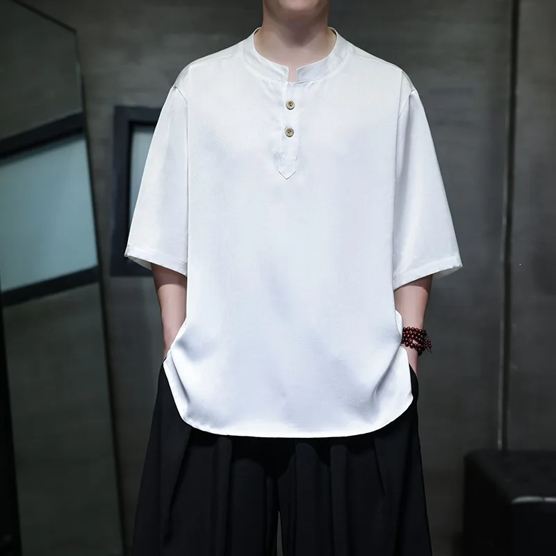 Summer Men Satin Shirts Chinese Traditional Zhongshan Suit Tops Plus Size Loose Vintage Tops Casual Hanfu Blouse Tang Costume
Summer Men Satin Shirts Chinese Traditional Zhongshan Suit Tops Plus Size Loose Vintage Tops Casual Hanfu Blouse Tang Costume