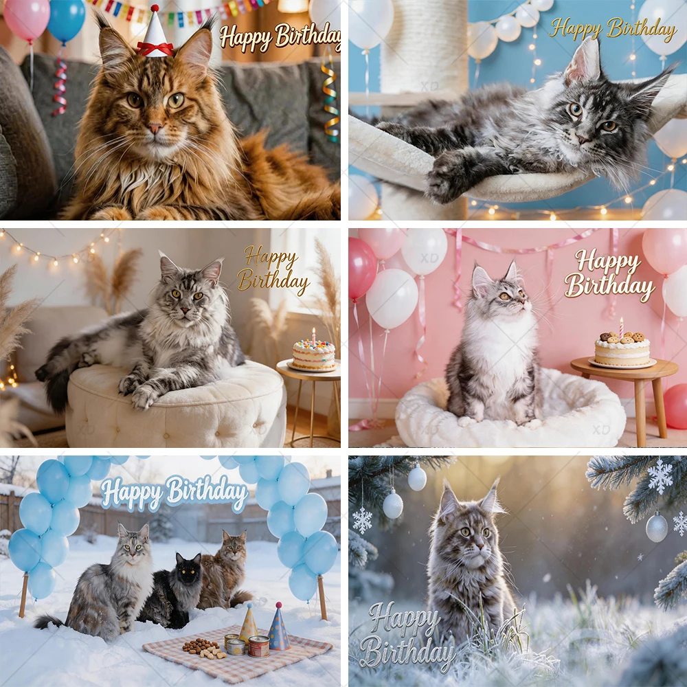 Maine Coon Cat Birthday Party Decoration Background Cute Kitten Cake Balloon Backdrop Kids Pet Cat Photo Studio Supplies Banner
Maine Coon Cat Birthday Party Decoration Background Cute Kitten Cake Balloon Backdrop Kids Pet Cat Photo Studio Supplies Banner