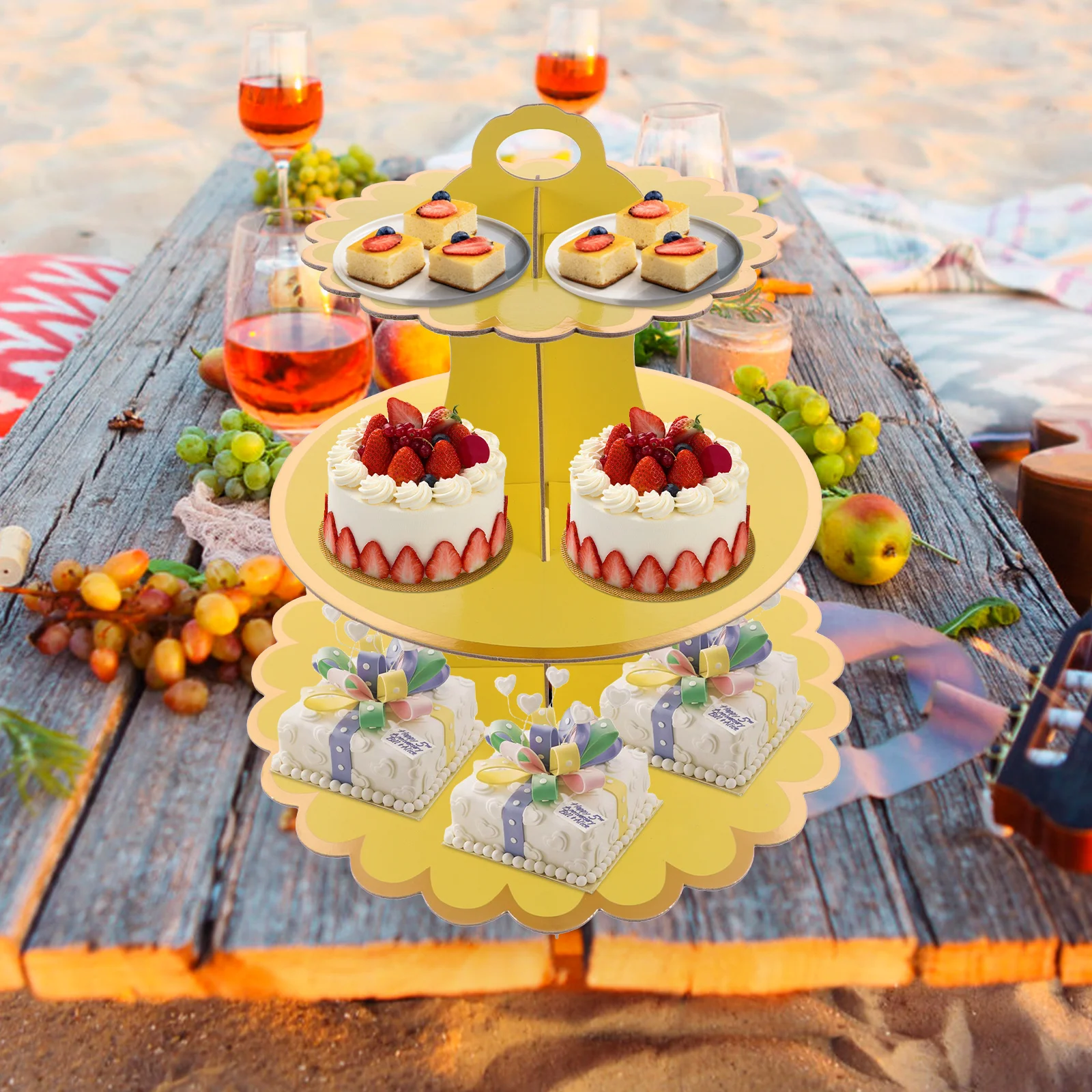 Three Tier Cake Dessert Display Holder Paper Cupcake Tower Layers Premium Material Family Party Banquet Restaurant Kitchen
Three Tier Cake Dessert Display Holder Paper Cupcake Tower Layers Premium Material Family Party Banquet Restaurant Kitchen