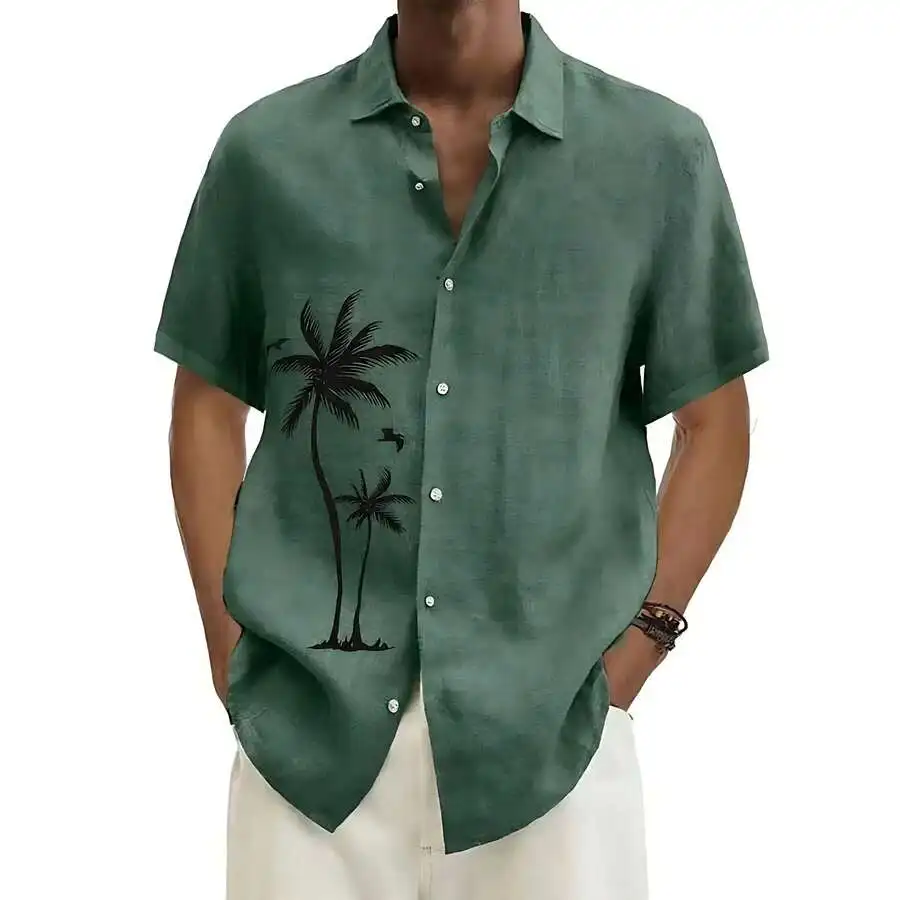 Mens Casual Short Sleeve Shirt With Tropical Palm Tree Print Summer Fashion
Mens Casual Short Sleeve Shirt With Tropical Palm Tree Print Summer Fashion