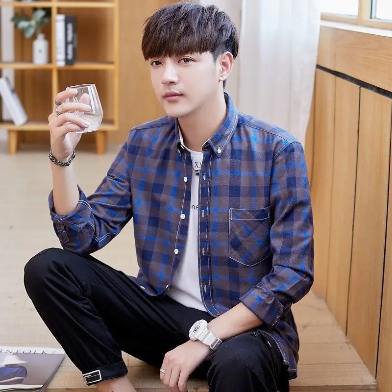 Men's Plaid irt Long Sve Casual Spring Autumn New Faion Korean Version Middle Youth id irt Outerwear
Men's Plaid irt Long Sve Casual Spring Autumn New Faion Korean Version Middle Youth id irt Outerwear