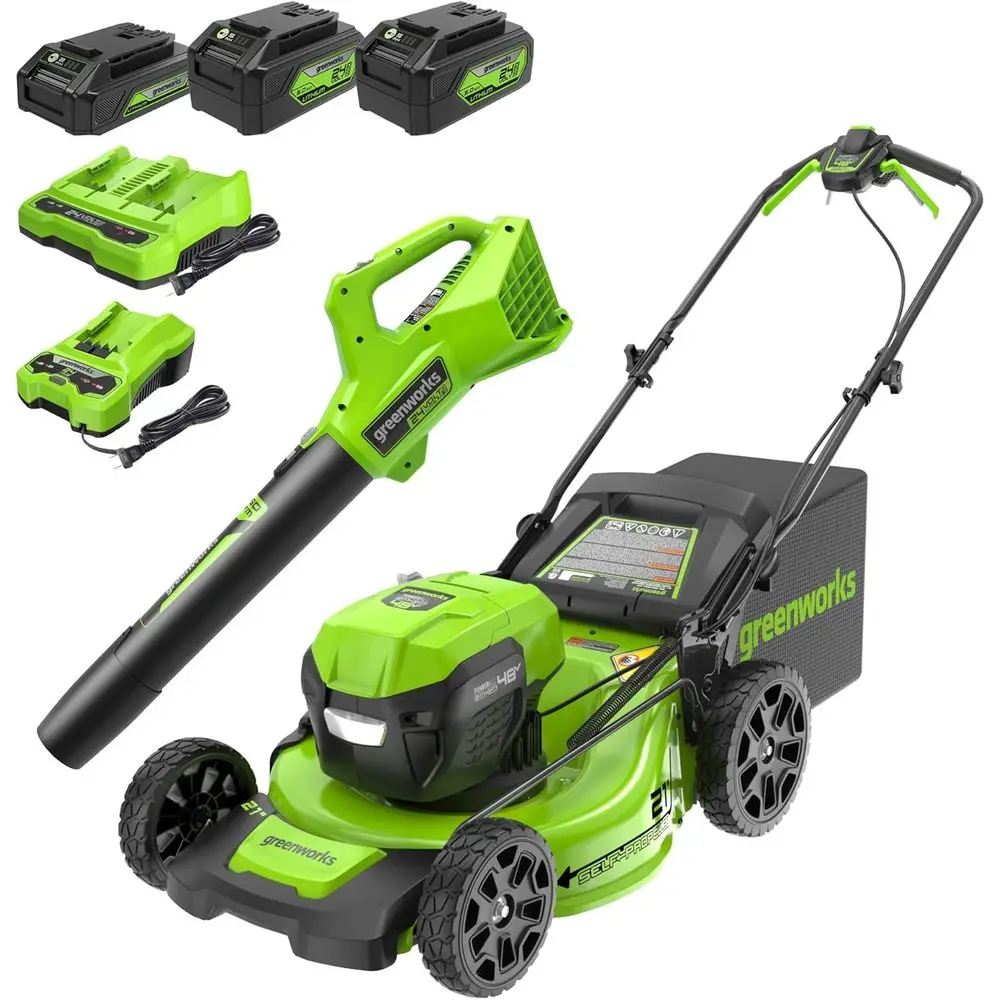 48V Dual 24V 21 Self-Propelled Lawn Mower and 320cm Leaf Blower Combo Kit with Two 5.0Ah and One 2.0Ah Batteries
48V Dual 24V 21 Self-Propelled Lawn Mower and 320cm Leaf Blower Combo Kit with Two 5.0Ah and One 2.0Ah Batteries