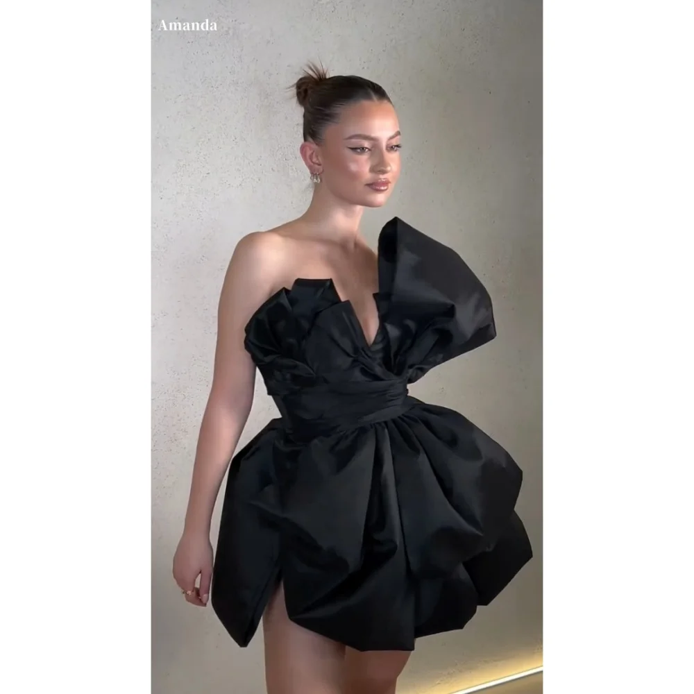Amanda Customized Black Mini Skirt Strapless Prom Dresses Sleeveless Satin Ball Gown vestidos de noche Backless Formal Evening
Amanda Customized Black Mini Skirt Strapless Prom Dresses Sleeveless Satin Ball Gown vestidos de noche Backless Formal Evening