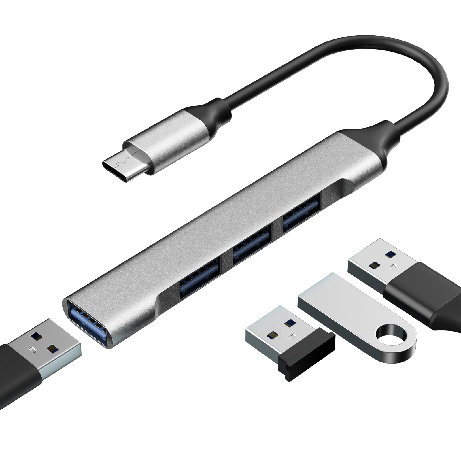 10 шт. 4-в-1 тонкий адаптер-концентратор USB C, стабильная передача HD с USB 3.0 для телефонов и ноутбуков, 4-портовый алюминиевый адаптер для настольных компьютеров 
10 шт. 4-в-1 тонкий адаптер-концентратор USB C, стабильная передача HD с USB 3.0 для телефонов и ноутбуков, 4-портовый алюминиевый адаптер для настольных компьютеров