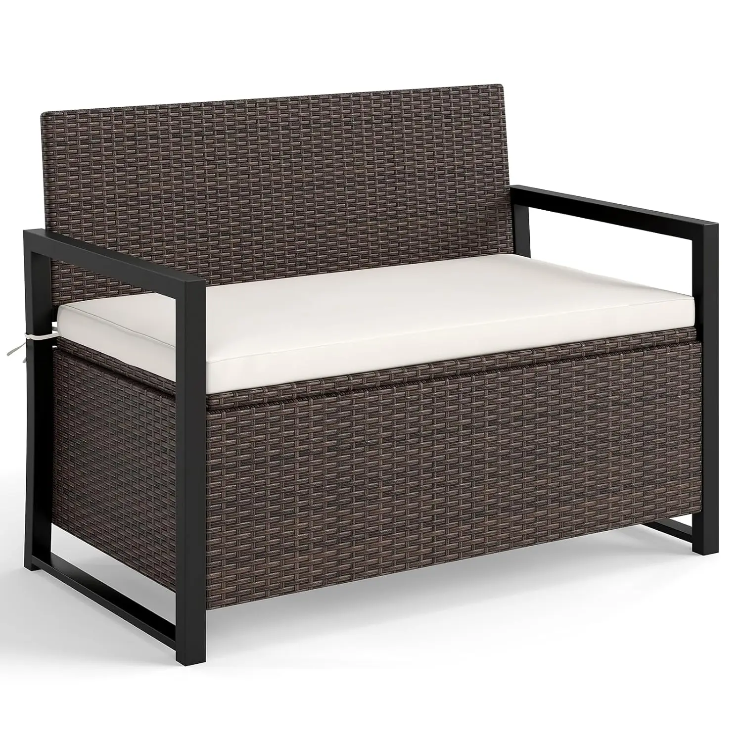 Wicker Outdoor Bench with Storage - Rattan Deck Box w/Protective Liner for Pillows, Pool Supplies, Garden Tools,, Customized
Wicker Outdoor Bench with Storage - Rattan Deck Box w/Protective Liner for Pillows, Pool Supplies, Garden Tools,, Customized