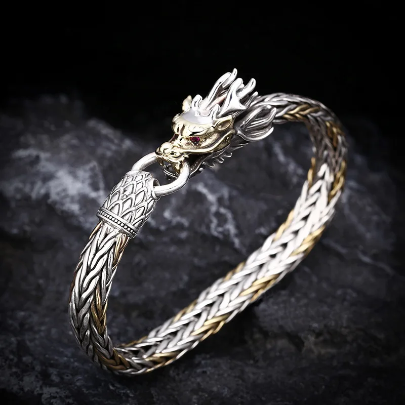 925 sterling silver hand-woven silver bracelet faucet men thick thai silver retrotrendy jewelry
925 sterling silver hand-woven silver bracelet faucet men thick thai silver retrotrendy jewelry