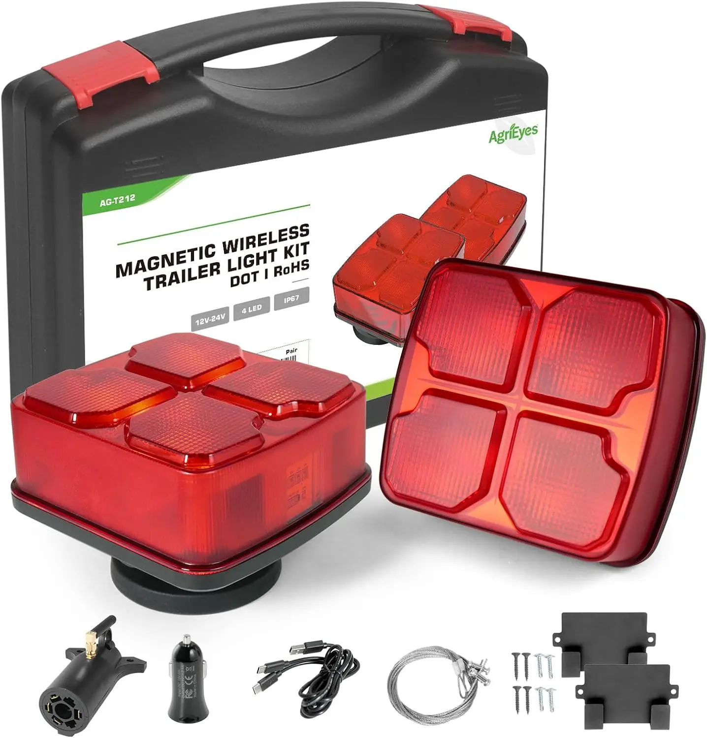 Rechargeable Magnetic LED Trailer Lights Kit with Wireless Transmitter for Boats, RVs, and Trucks
Rechargeable Magnetic LED Trailer Lights Kit with Wireless Transmitter for Boats, RVs, and Trucks