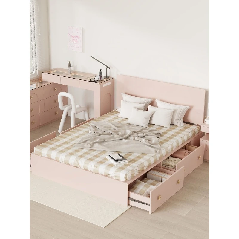 Dopamine Pink Double Bed Bedroom Wedding Bed French Cream Wind Drawer Bed
Dopamine Pink Double Bed Bedroom Wedding Bed French Cream Wind Drawer Bed