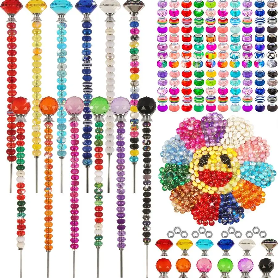 Pcs Garden Stakes Diy Fairy Wand Garden Stakes Kit, Colorful Large Hole Bead Crystal Diamond Stopper Top 12 Stainless Steel Thre
Pcs Garden Stakes Diy Fairy Wand Garden Stakes Kit, Colorful Large Hole Bead Crystal Diamond Stopper Top 12 Stainless Steel Thre