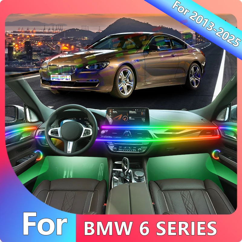 FILIPLI для BMW 6 серии 2019 года, активируемый звуком, управление Bluetooth, внутреннее освещение автомобиля, сделай сам, 64 RGB, окружающее освещение салона автомобиля
FILIPLI для BMW 6 серии 2019 года, активируемый звуком, управление Bluetooth, внутреннее освещение автомобиля, сделай сам, 64 RGB, окружающее освещение салона автомобиля