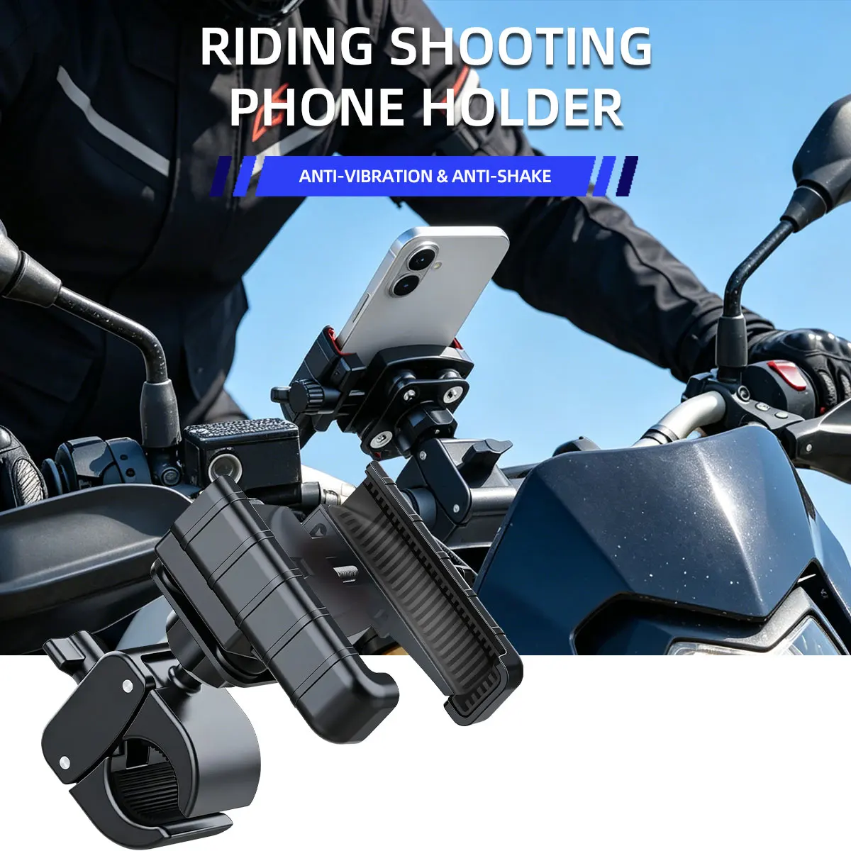 Motorcycle Phone Holder One-Touch Auto Quick Lock Bike Phone Mount ATV Bicycle Scooter Phone Holder with Aluminum Handlebar Base
Motorcycle Phone Holder One-Touch Auto Quick Lock Bike Phone Mount ATV Bicycle Scooter Phone Holder with Aluminum Handlebar Base