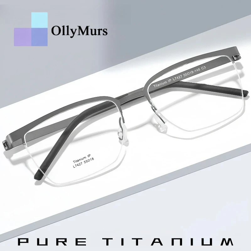 OLLYMURS Luxury Pure Titanium Men's Business Half-frame Glasses Super Light Flexible Retro Optical Prescription Eyeglasses L742
OLLYMURS Luxury Pure Titanium Men's Business Half-frame Glasses Super Light Flexible Retro Optical Prescription Eyeglasses L742