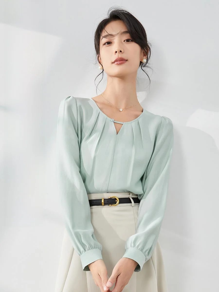 Mane Long Sve Women's Chiffon irt Ele Faionable Spring Autumn New Sle High Quali round Ne Button up Top
Mane Long Sve Women's Chiffon irt Ele Faionable Spring Autumn New Sle High Quali round Ne Button up Top