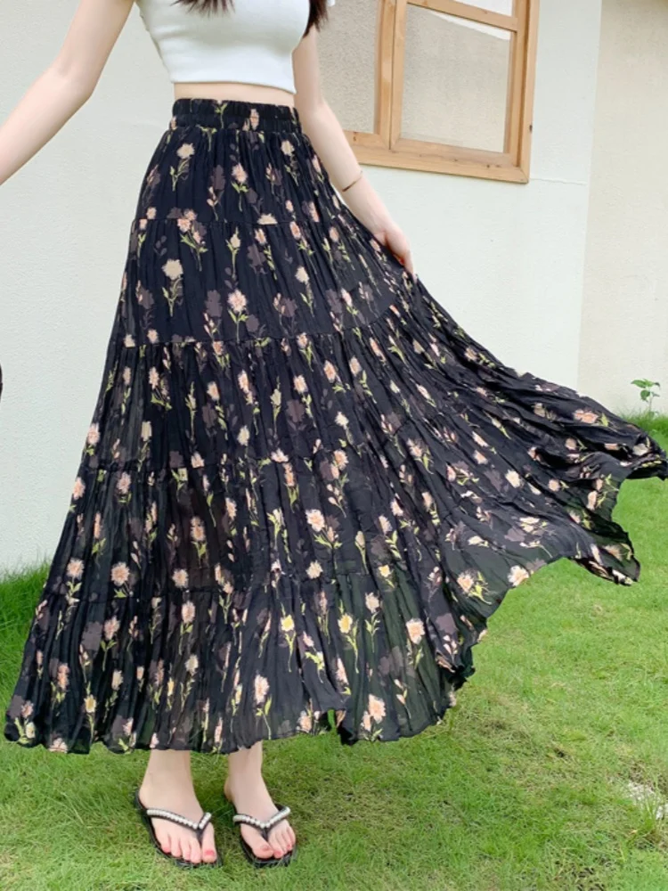 SMTHMA Retro Elegant Small Floral Chiffon Holiday Skirt Korean Version A-line skirt Women's Mid-Length Floral Long Skirt
SMTHMA Retro Elegant Small Floral Chiffon Holiday Skirt Korean Version A-line skirt Women's Mid-Length Floral Long Skirt