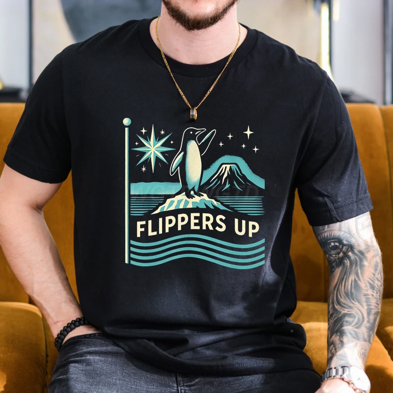 Penguin Flippers Up Print T-shirts For Men Summer Short Sleeve Round Collar Loose Tee Shirt Creative Design Graphic Men Tops
Penguin Flippers Up Print T-shirts For Men Summer Short Sleeve Round Collar Loose Tee Shirt Creative Design Graphic Men Tops