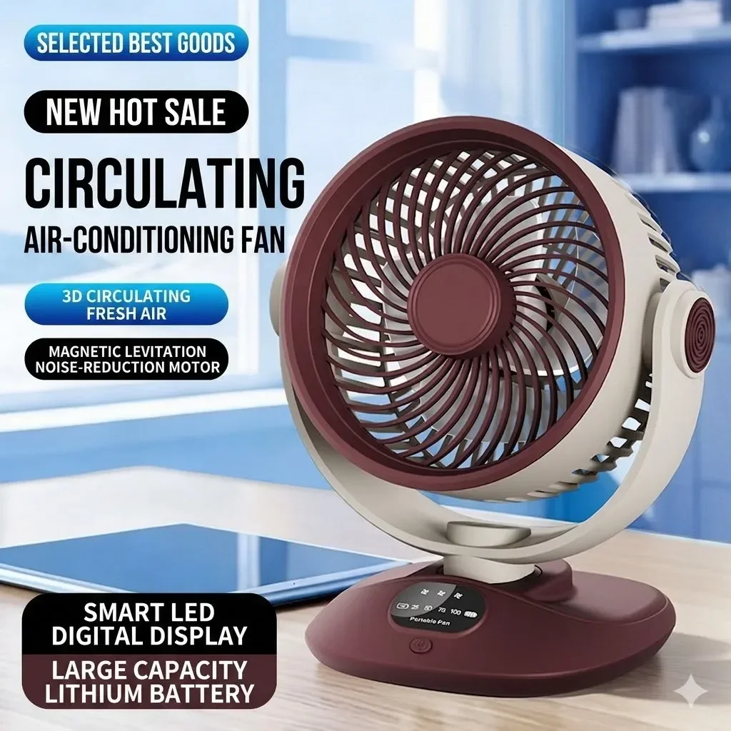 Desktop Fan Rechargeable Turbo Air Circulator 3 Speeds LED Display Quiet Portable Fan For Home Office Outdoor Camping
Desktop Fan Rechargeable Turbo Air Circulator 3 Speeds LED Display Quiet Portable Fan For Home Office Outdoor Camping