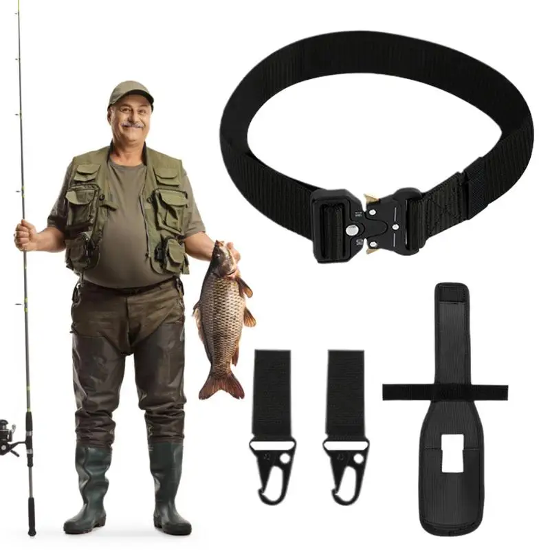 Fishing Pole Belt Adjustable Wading Belt Quick Release Buckle Portable Pole Inserter With 2 Hooks Casting Gear Fish Accessory
Fishing Pole Belt Adjustable Wading Belt Quick Release Buckle Portable Pole Inserter With 2 Hooks Casting Gear Fish Accessory