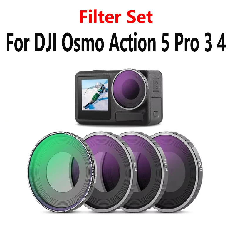 UV/CPL/ND8/16/32/64 Filter Kits For DJI Osmo Action 3 4 5 Pro Optical Glass Aluminum Alloy Frame Action Camera Accessories
UV/CPL/ND8/16/32/64 Filter Kits For DJI Osmo Action 3 4 5 Pro Optical Glass Aluminum Alloy Frame Action Camera Accessories