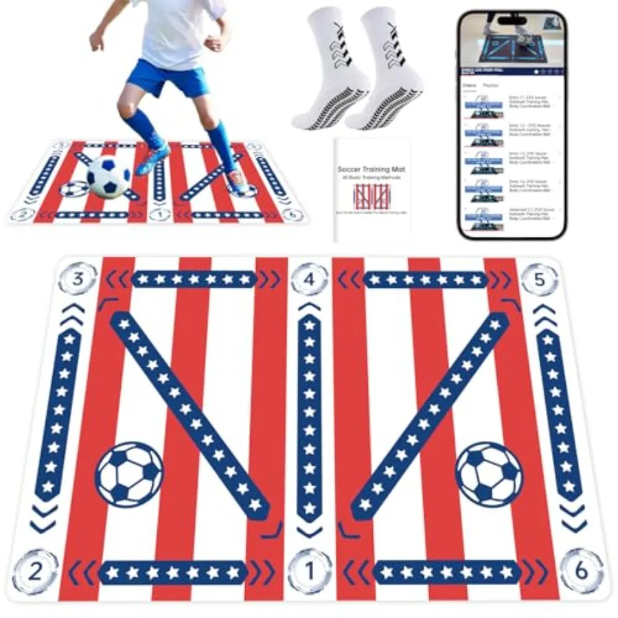Premium Soccer Training Mat with Video Guide - Non-Slip Soccer Footstep Practice Mat-Training Equipment for Indoor and Outdoor
Premium Soccer Training Mat with Video Guide - Non-Slip Soccer Footstep Practice Mat-Training Equipment for Indoor and Outdoor