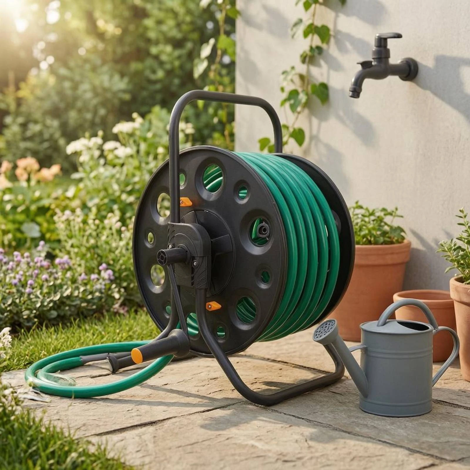 Metal Hose Reel Wagon Black Coated Manual Hose Reel Wagon Large Capacity Easy to Move
Metal Hose Reel Wagon Black Coated Manual Hose Reel Wagon Large Capacity Easy to Move
