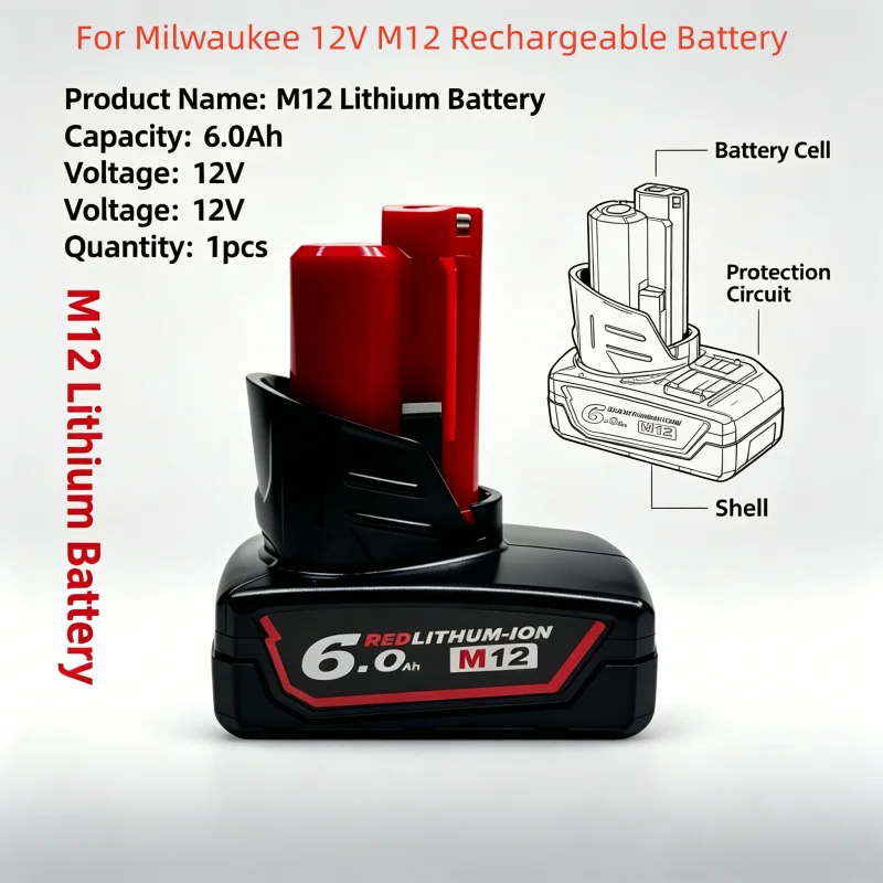 For Milwaukee M12 12V Rechargeable Battery 2.5Ah/5Ah/6Ah XC Cordless Tools 48-11-2402 48-11-2411 Batteries 48-11-2401
For Milwaukee M12 12V Rechargeable Battery 2.5Ah/5Ah/6Ah XC Cordless Tools 48-11-2402 48-11-2411 Batteries 48-11-2401