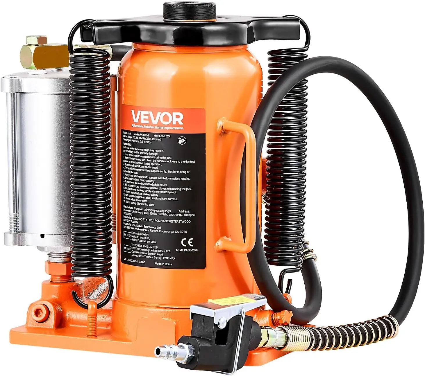 Air Hydraulic Bottle Jack, 20 Ton/40000 LBS All Welded Bottle Jack, 10.4-19.7 inch Lifting Range, Manual Handle and Air Pump
Air Hydraulic Bottle Jack, 20 Ton/40000 LBS All Welded Bottle Jack, 10.4-19.7 inch Lifting Range, Manual Handle and Air Pump